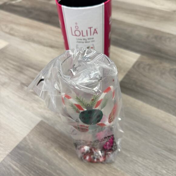 NEW, Lolita Love My Wine, A PLAID KIND OF CHRISTMAS, Hand Painted, Wine Glass - Picture 7 of 7